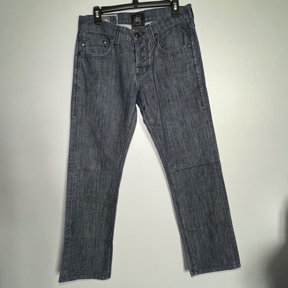 Rock & Republic Mens Dark Wash Straight Leg Button Fly Denim Jeans Size 31